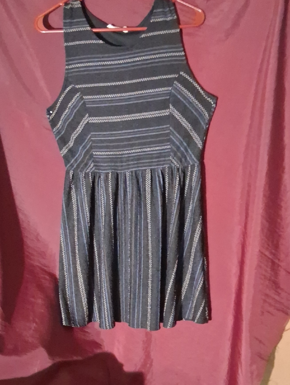 Elodie Navy and White Striped Sleeveless Fit-and-Flare Dress